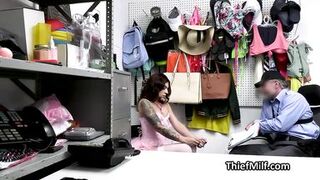 Thief tattooed Latina MILF gets fucked for stealing