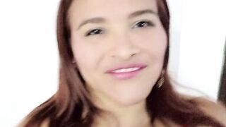 Red Lingerie POV MILF Gina Halime bathes her tits in cum