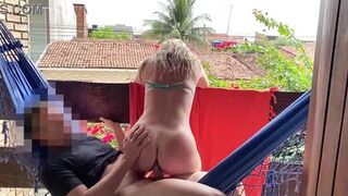 Jane R. gets wild with her big tits & ass bouncing in pleasure while getting creampied in public