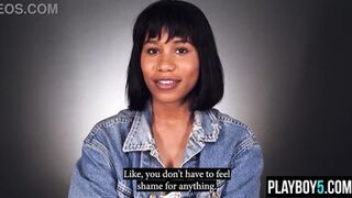 Jenna Fox's solo play ends with a massive orgasm, big tits ebony MILF