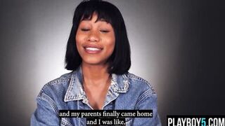 Jenna Fox's solo play ends with a massive orgasm, big tits ebony MILF