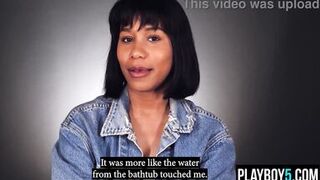 Jenna Fox's solo play ends with a massive orgasm, big tits ebony MILF