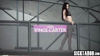 Verona Sky's feet and mouth work hard on a huge cock while she shows off her tight lingerie-clad body - 3 image