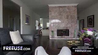 Alexis Malone's stepson commands her to deepthroat and spank while she's wearing a thong