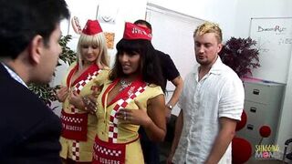 Loona Luxx, Natalli Di Angelo, Victoria Rose & Paul Chaplin get wild with double penetration & riding cock in stockings