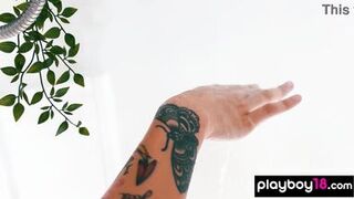 Avery Black strips down and teases in the shower with her perfect tits