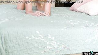 Blindfolded blonde stepmom Charlie Forde dominated by stepson & his big cock