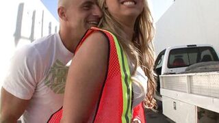 Watch Cayden Moore's shaved pussy get licked & pounded by Derrick Pierce's huge cock in sexy lingerie - 3 image