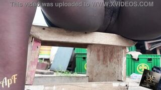 Bibi 58 flaunts her pussy & prepares a meal in the open air for her hubby - 9 image