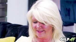 British MILF Lady Lesley dominates stepson's massive cock with her big tits & wet mouth - 1 image
