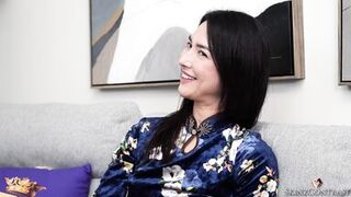 Isabel Love's Casting Couch Interview: Submissive Asian MILF with Small Tits Talks Dirty and Gets Naughty - 12 image