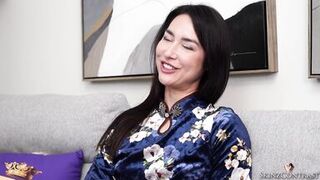 Isabel Love's Casting Couch Interview: Submissive Asian MILF with Small Tits Talks Dirty and Gets Naughty