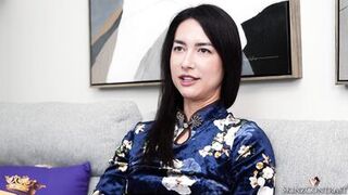 Isabel Love's Casting Couch Interview: Submissive Asian MILF with Small Tits Talks Dirty and Gets Naughty - 5 image