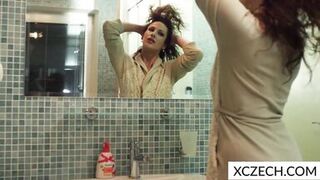 Watch this tattooed MILF get soaking wet in the shower with her hot ass - 3 image