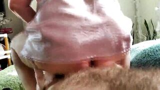 Watch AimeeParadise's big natural tits bounce as she rides her husband's big dong solo
