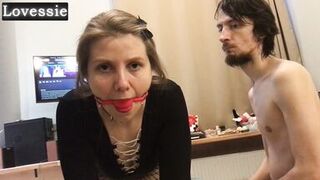 Watch Lovessie's submissive roleplay turn into a hardcore gagging, foot fetish adventure! - 9 image