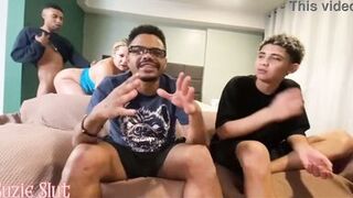 Suzie Slut bangs stepson while her cuckold hubby watches World Cup game - full video on red! - 9 image