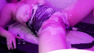 Arabian Snowwhite's kinky play with sex machine and cum-filled pussy - 3 image