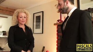 British MILF submissive gets throat drilled while gagged and deepthroated hard - 5 image