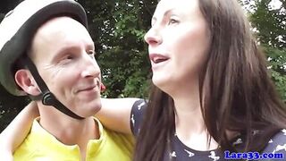 British MILF in stockings gets her trimmed pussy drilled and filled with cum - 3 image
