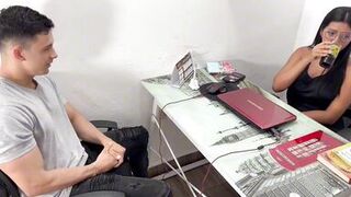Lina Henao and Lian Grey get down and dirty with stepson's hard cock in office interview - 5 image