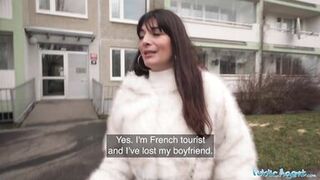 French MILF Lola cheats on her hubby with a hung stranger in public & gets a hot cumshot