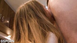 Watch MILF Samantha Bentley get her natural tits bouncing while getting her hairy pussy drilled by Luke Hotrod's meaty rod in the kitchen - 6 image