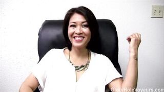 Watch this Asian MILF interview and suck like a pro in gloryhole frenzy - 1 image