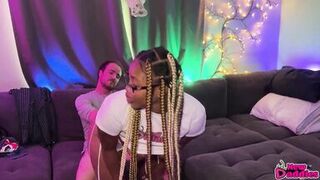 Dolce's Massive Tits Bounce While Taking on a White Cock