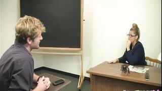 Stacy Starr dominates and punishes classroom jerk with her big natural tits & handjob skills - 4 image