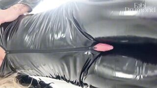 Watch this sexy Latina MILF in latex tease her pussy and climax hard - 15 image