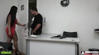 Watch Alessandra Marques take on Binho Ted's hard cock at work - 1 image