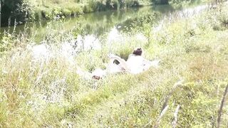 Konstanzia & Penis73 strip naked & flash their perfect asses in public beach - 14 image