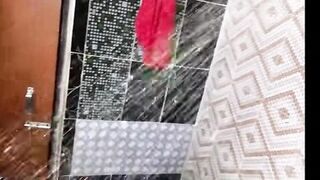 Indian curvy bath in front of stepson