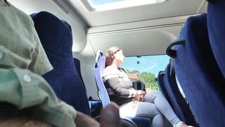 Exhibitionist Seduces MILF to Suck and Jerk His Dick in Bus Until He Cums