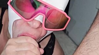 Masked BJ nasty cumin mouth