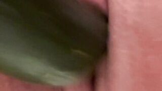 Cucumber dildo in Shower