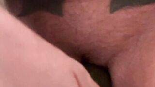 Cucumber dildo in Shower