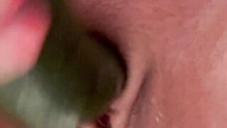 Cucumber dildo in Shower