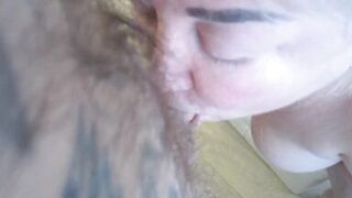 Mother-in-law gets a mouthful of hot cum after blowjob