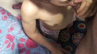 Little whore doing a rich deep sloppy blowjob ends up bathed in cum - Boy enjoying oral sex - Amateur Nora Milf - Andy Z 94