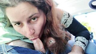 Exhibitionist seduces MILF to Suck & Jerk his Dick in Bus until He Cums