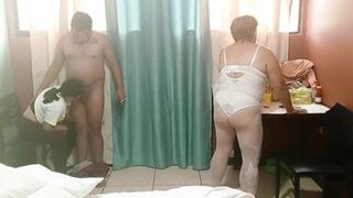 Old stepgranny Watch as her innocent stepgranddaughter sucks her stepson's cock