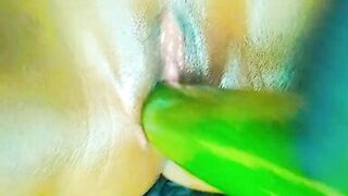 Big oiled tight pussy pleasure and enjoyment with cucumber - 11 image