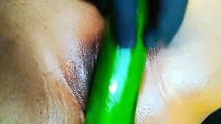 Big oiled tight pussy pleasure and enjoyment with cucumber