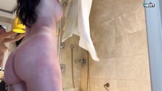 Stepson saw how his stepmother jerked off and then fucked her