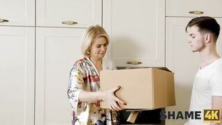 SHAME4K. Flirty MILF Selena approves sexual affair while husband lays next to her