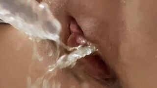My first squirting in the shower. Amateur homemade solo female. Riding on Cristal dildo. Real orgasm - 1 image