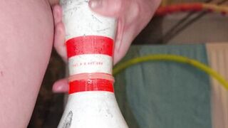 Bowling pin fucked for squirting
