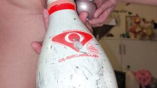 Bowling pin fucked for squirting